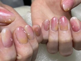 【パラジェル桃ネイル】
