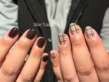 スターネイルプラス 福岡天神西通り店(Star Nail plus)/手書きチェックネイル