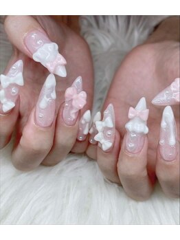 フリルリボン3Dネイル スカルプ