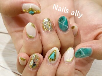 ネイルズアリー 立川店(Nails ally)/ターコイズ×ニュアンス