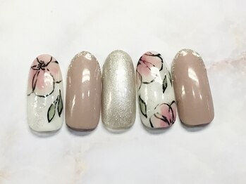 ネイルアンドまつげ リュフェール 五反田(Nail Lufaire)/手描きフラワー