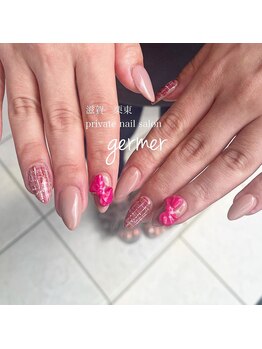 ピンクツイードとリボンネイル!