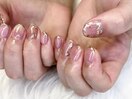 ゴールドミラーフラワーネイル