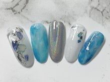 ラリュールネイル(L'Allure nail)/ブルー&シェルネイル￥8200