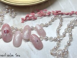 ピンクフラワーネイル