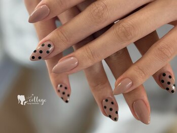 ネイルコテージ(Nail cottage)/ポルカドット×ピンクグレージュ