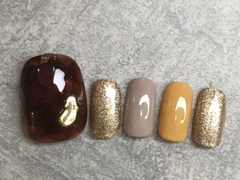 カラネイル 南森町店(calla nail)/インク×ミラー奥行き フット