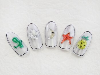 ネイル ブーマー(Nail BOOMER)/夏ネイル/手書きアート