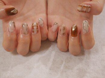 オブヘア ジユウガオカ(of HAIR jiyugaoka)/ブラウンアートネイル