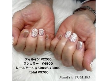 マンディーズ(MandY's)/レース/シルク/夏/ストーン/白