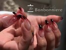 赤ニュアンスグラデ猫爪ネイル