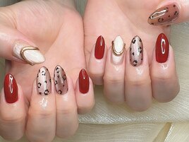 ヒョウ柄×ボルドー