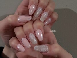 春ネイル　パステルピンク