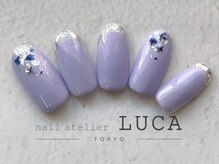 ネイルアトリエルカ(nail atelier LUCA)/W-77 押し花×ガラスフレンチ