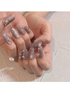 ビジューパールマグネットネイル