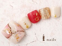 アイネイルズ 横浜WEST店(I-nails)/ピンク大理石フット　9480円