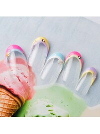 カラフルダブルフレンチネイル