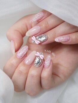 ピンク ツイードネイル