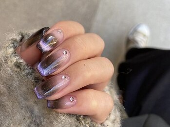 ネイルメゾン 池袋店(NAIL MAISON)/黒マグネットフレンチ¥10550