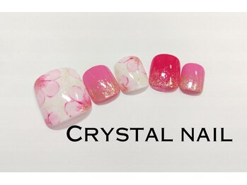 クリスタルネイル パークプレイス店/手描きフラワージェルネイル