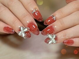 ワンカラー+人工爪で長さ出し