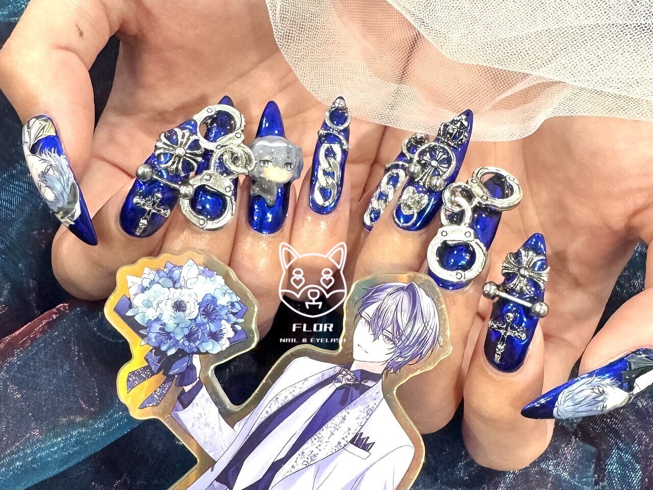 ネイルチップ 量産型 韓国 ワンホン ビジュー 水色 ネイルチップ #84 ネイルチップ 量産型 韓国 ワンホン ビジュー 水色 ネイルチップ #84