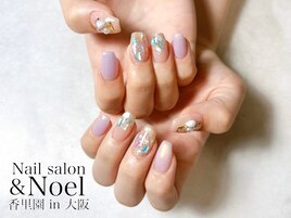 パープル×シェルネイル