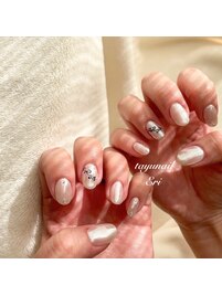 リボンパールネイル