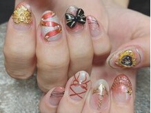 エーエムネイル(Am:nail)/赤メタリボンゴシック