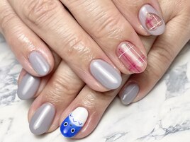 ハート×チェック柄ネイル！