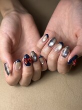 ハチニーキューネイルアトリエ(829 Nail Atelier)/うる艶チェックリボンデザイン