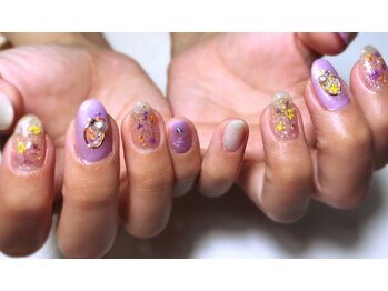 アメイズ(AMAZE)/パープル×押し花