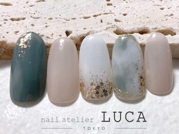 ネイルアトリエルカ(nail atelier LUCA)/W-145 グリーンニュアンスネイル