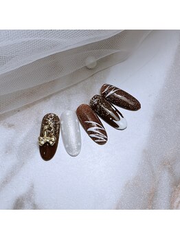 ブリリアント/ドット&バレンタインネイル♪