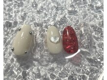 ミュウネイル(miu_nail)/ニュアンス×レッド×ハート