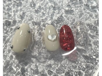 ミュウネイル(miu_nail)/ニュアンス×レッド×ハート