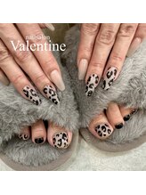 ネイルサロン ヴァレンタイン(nailsalon Valentine)/手と足レオパード柄