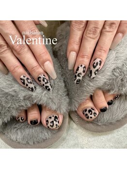 ネイルサロン ヴァレンタイン(nailsalon Valentine)/手と足レオパード柄