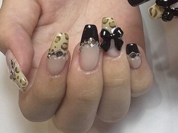アイネイルズ 梅田店(I nails)/Miki限定ヒョウ柄フレンチ