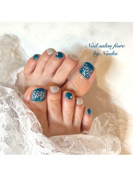 夜空に輝く★花火フットネイル