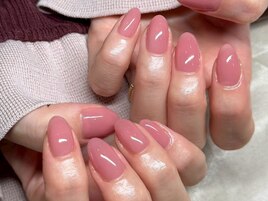 ワンカラー/上品ピンクネイル