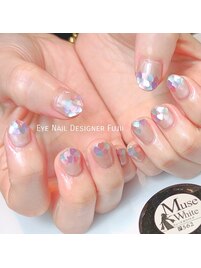 ハートホロ春ネイル