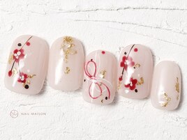 和柄ピンク手書きフラワー¥10550