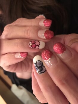 ネイルアンドエピサロン ラピス(Nail & Epi Salon Lapis)/モケモケフラワーネイル♪