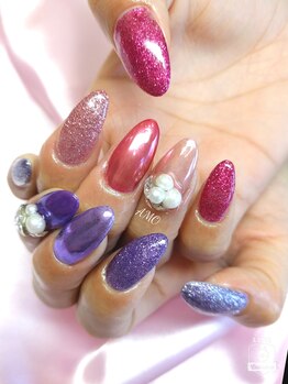 アモ ラブネイルズ(AMO Love nails)/ミラーピンクネイル