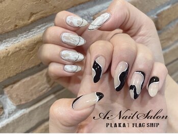 エーネイルサロン プラーカ本店(A-Nail Salon)/モノトーンアシメ