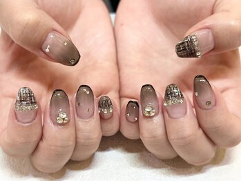 ライトウェーブ 長野駅前店/グラデ×ツイードネイル♪