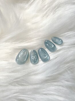 梅雨マグネットリボンネイル☆