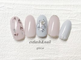 シルバー小花ネイル