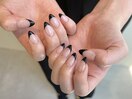 黒フレンチネイル　パラジェル
